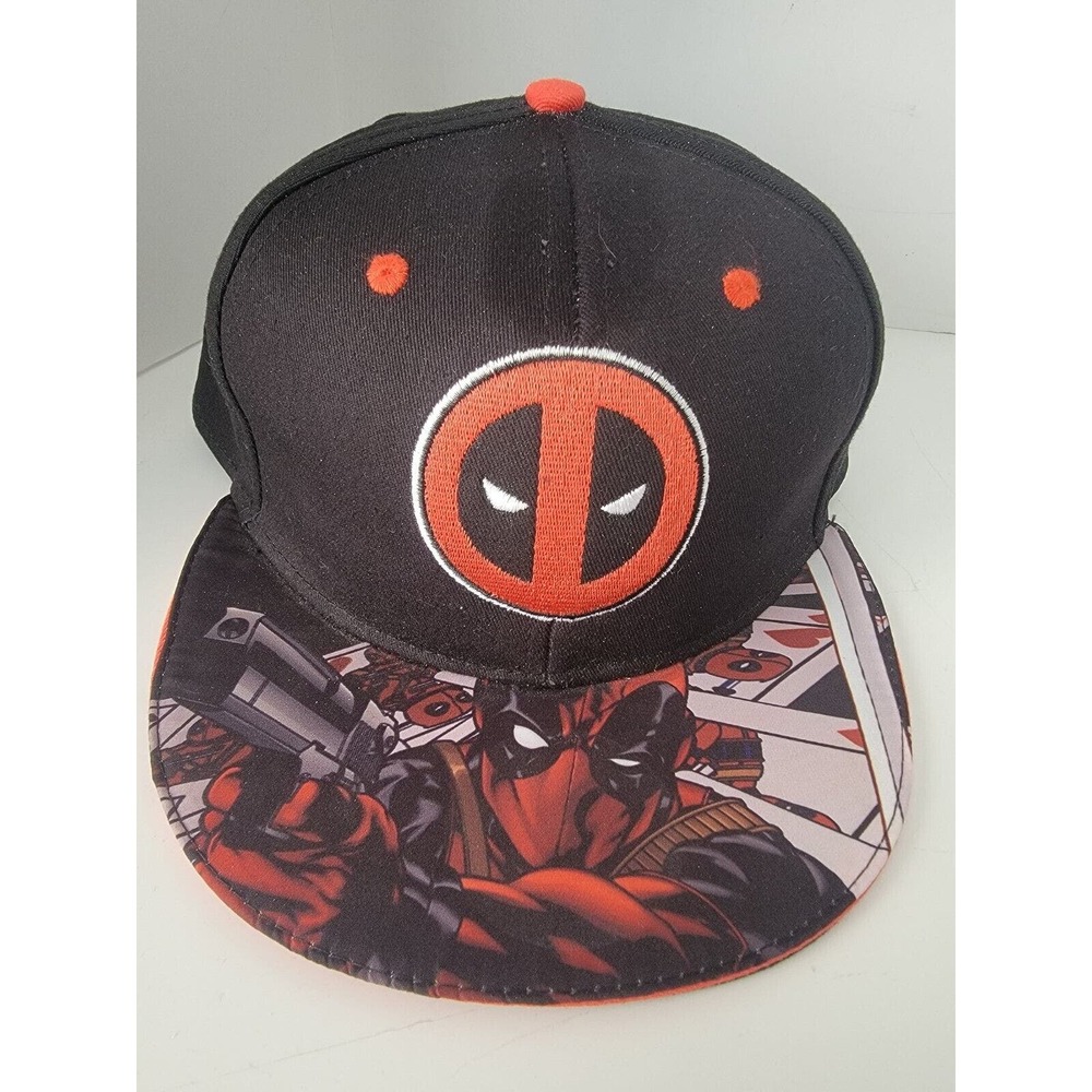 Deadpool Marvel Black Red Snapback Adult Cap Hat.
